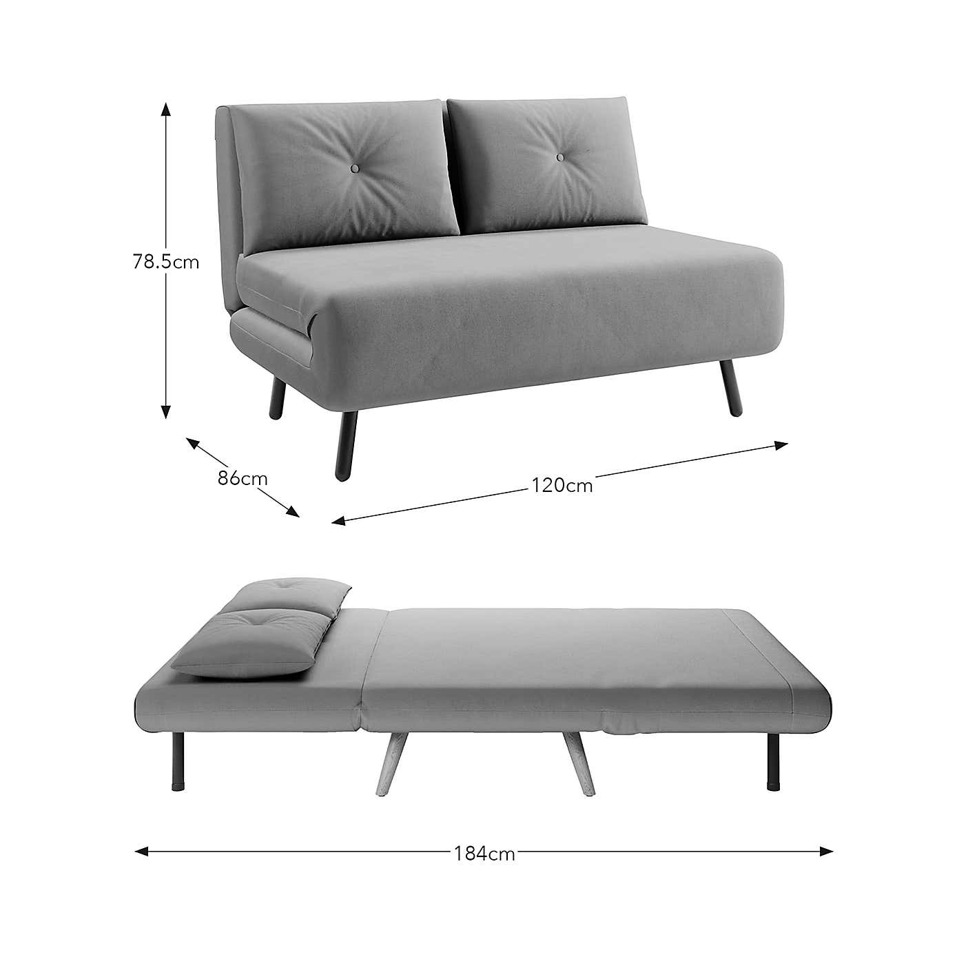 Phoebe Velvet Small Double Sofa Bed