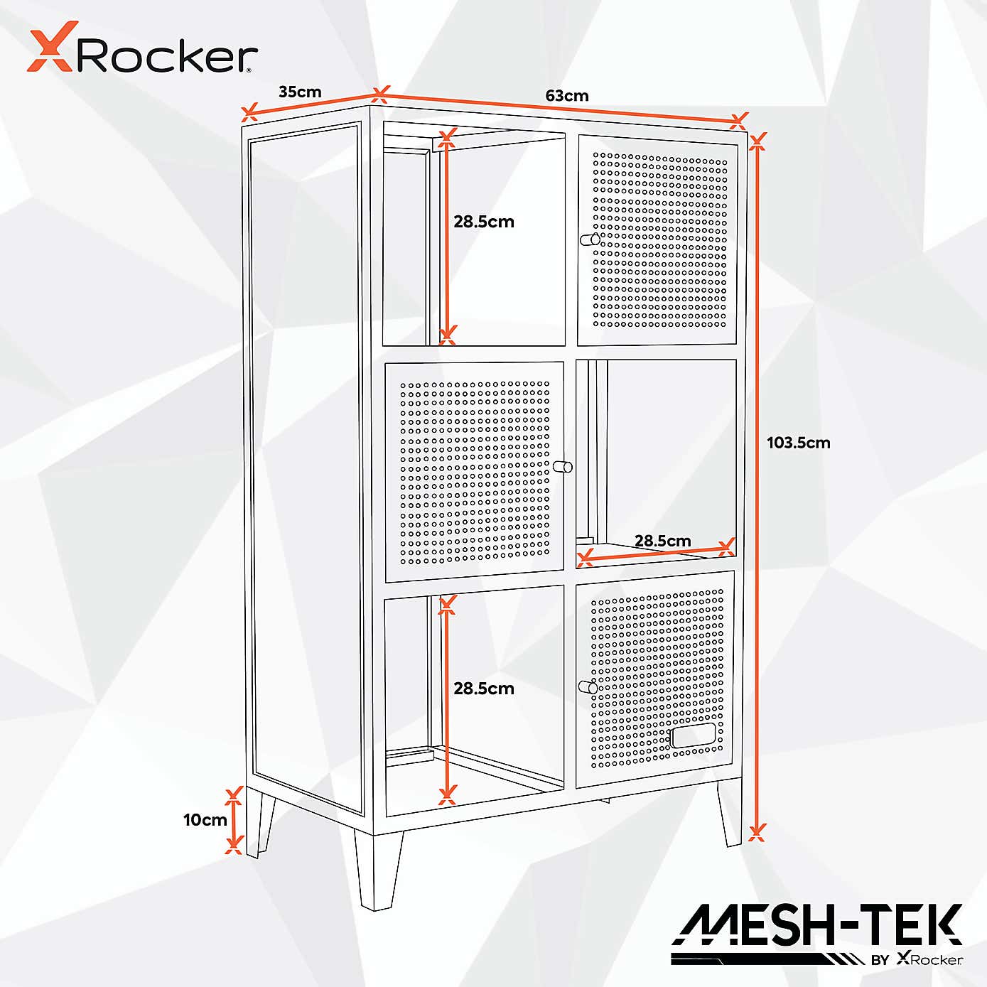 X Rocker Mesh Tek Tall 6 Cube Storage Unit