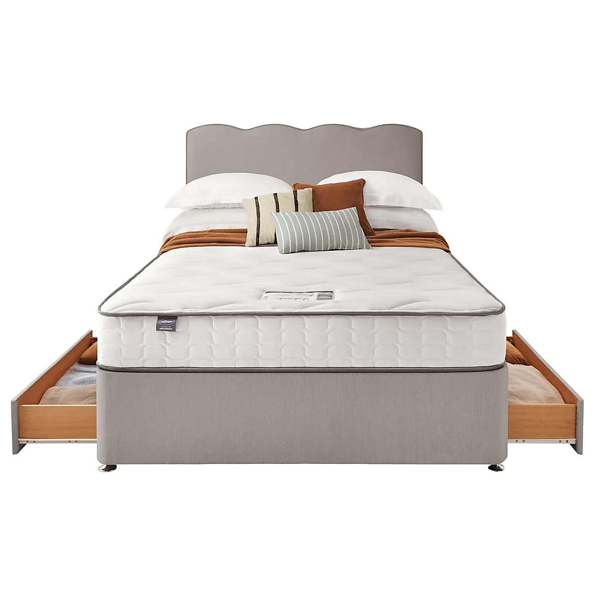 Silentnight 2 Drawer Divan Bed With Fabric Wave Headboard