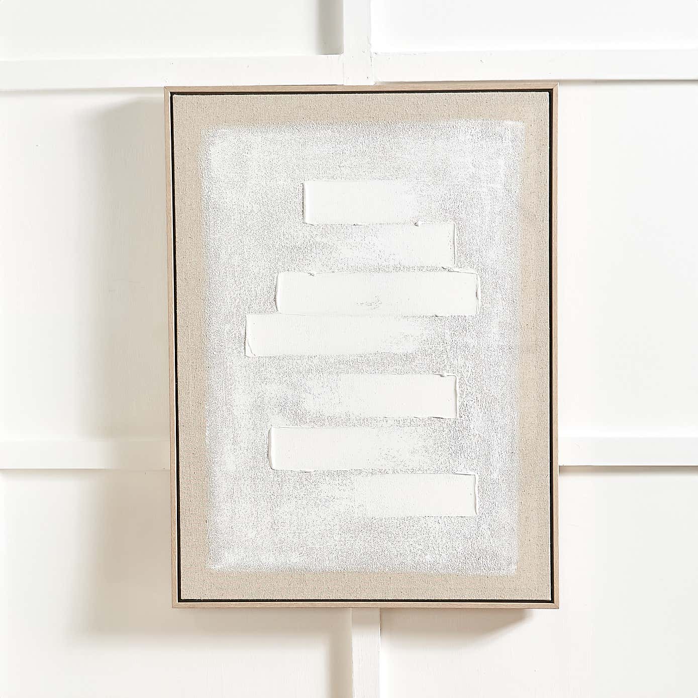 White and Natural Textured Framed Canvas