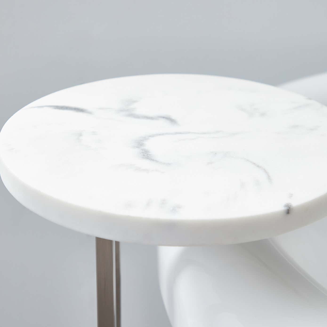 Marble Effect Top White Bath Table