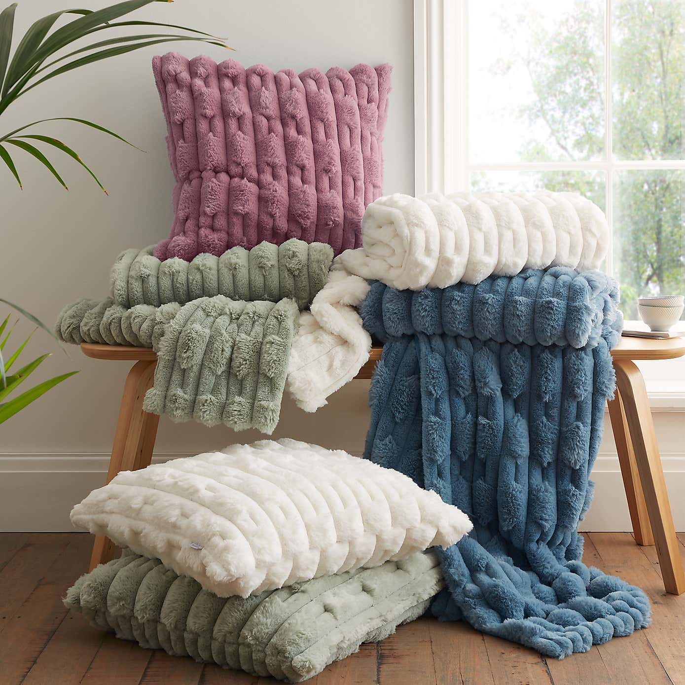 Bianca So Soft Carved Faux Fur Square Cushion