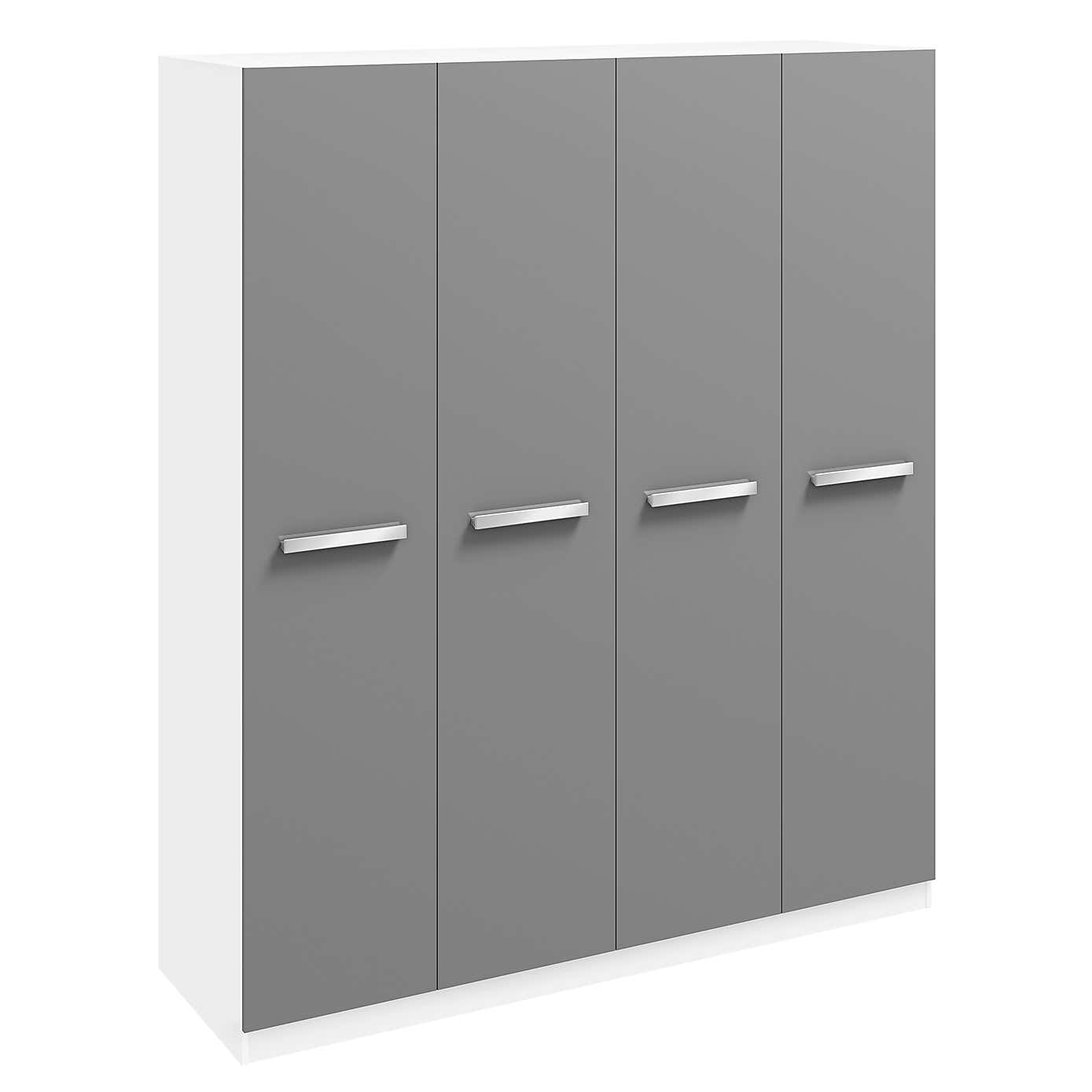 Sudbury 4 Door Wardrobe, White and Grey
