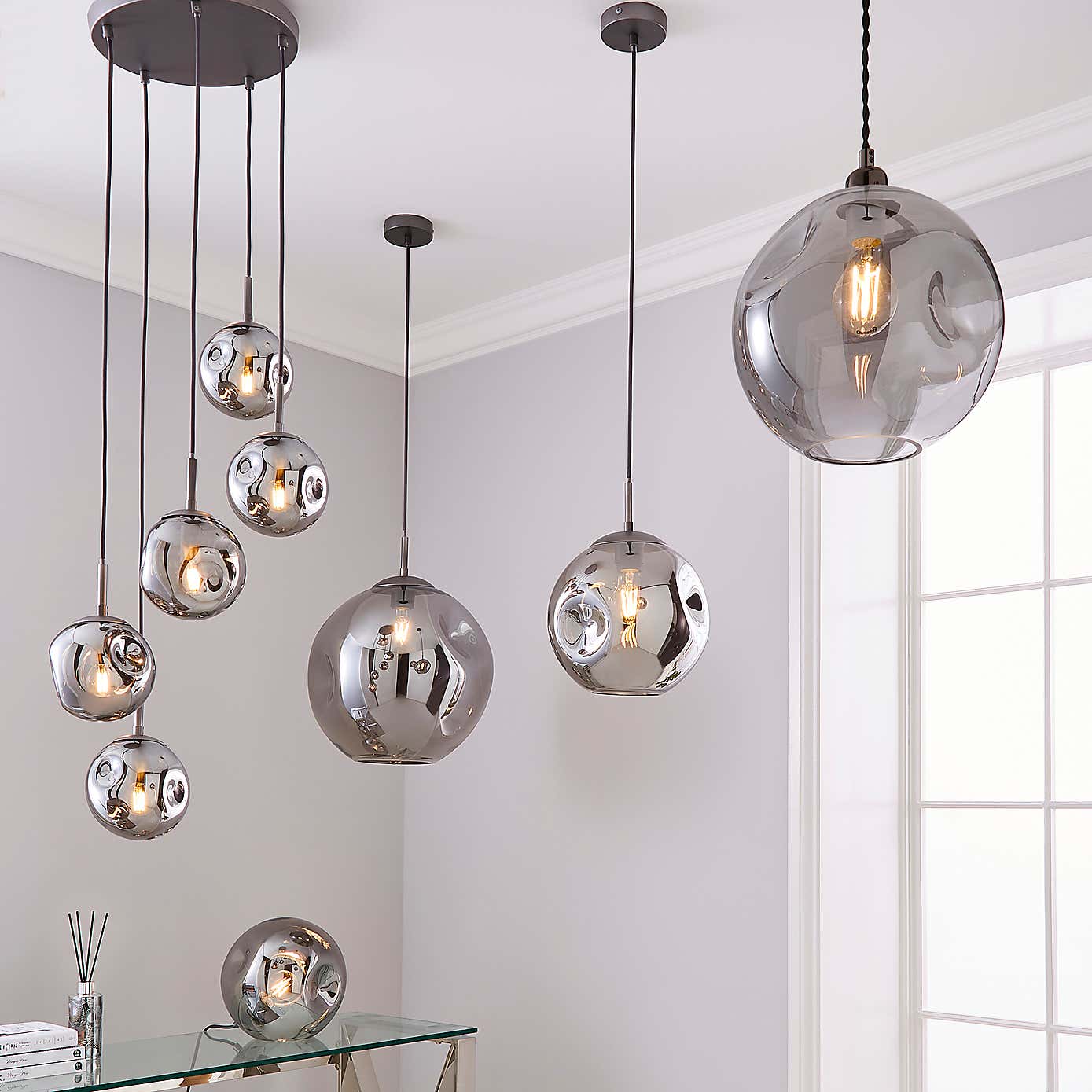 Alexis DimpIed Glass 1 Light Pendant Ceiling Fitting