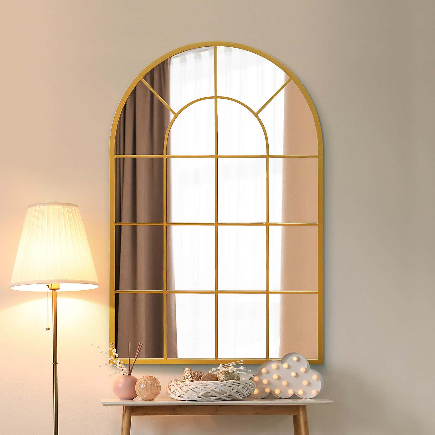Arcus Arched Curved Window Indoor Outdoor Wall Mirror
