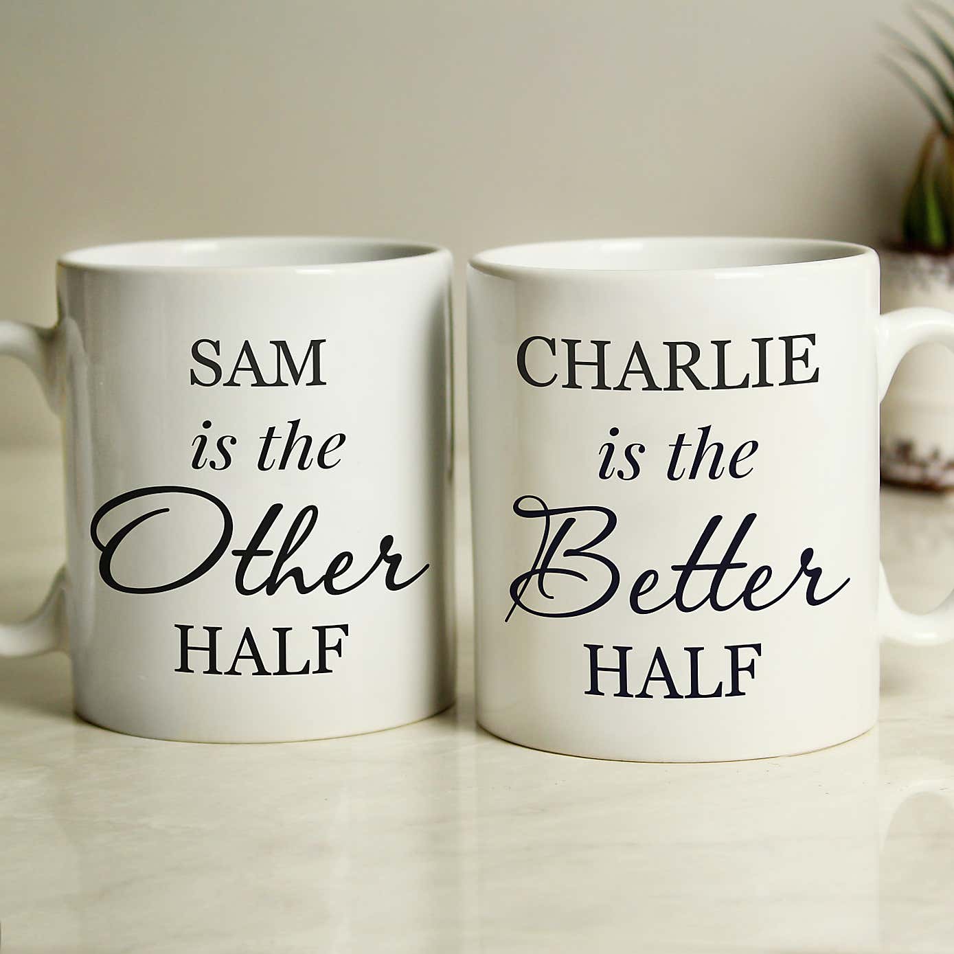 Personalised Other Half & Better Half Mug Set