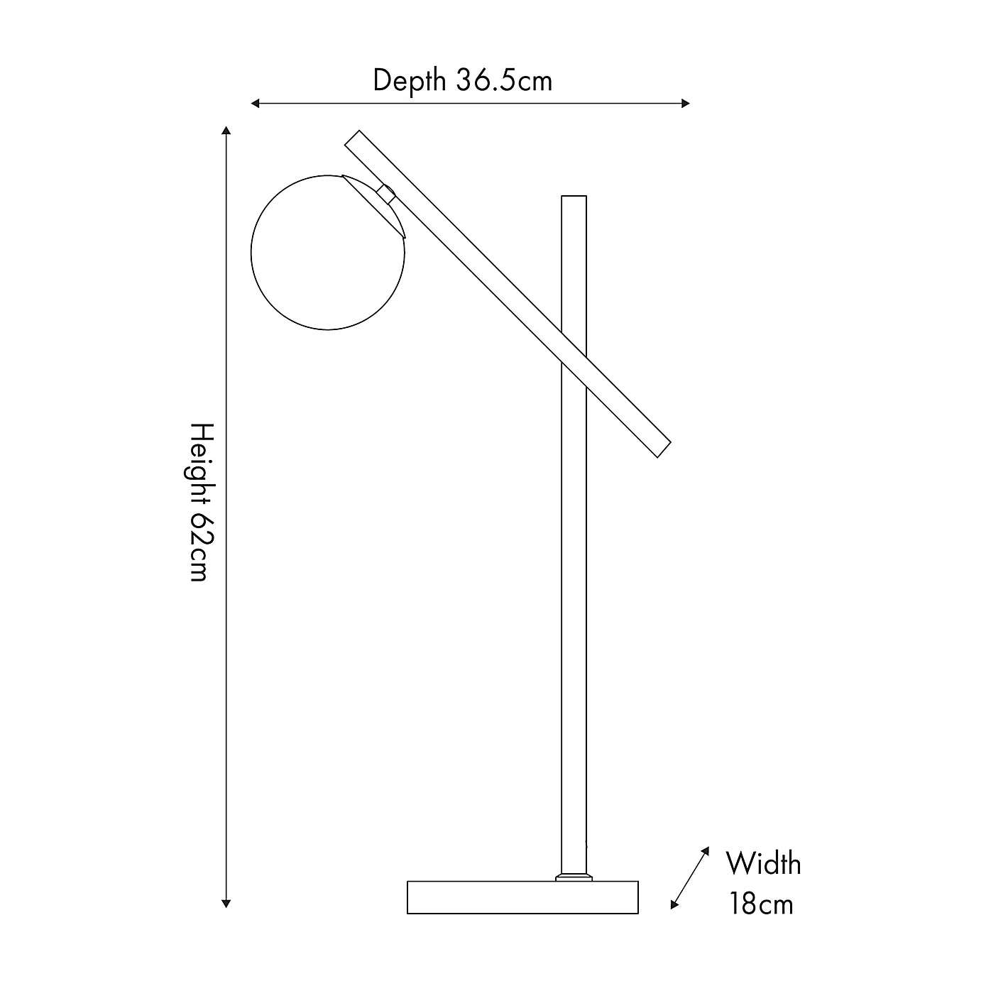 Wanda White Orb and Black Metal Table Lamp