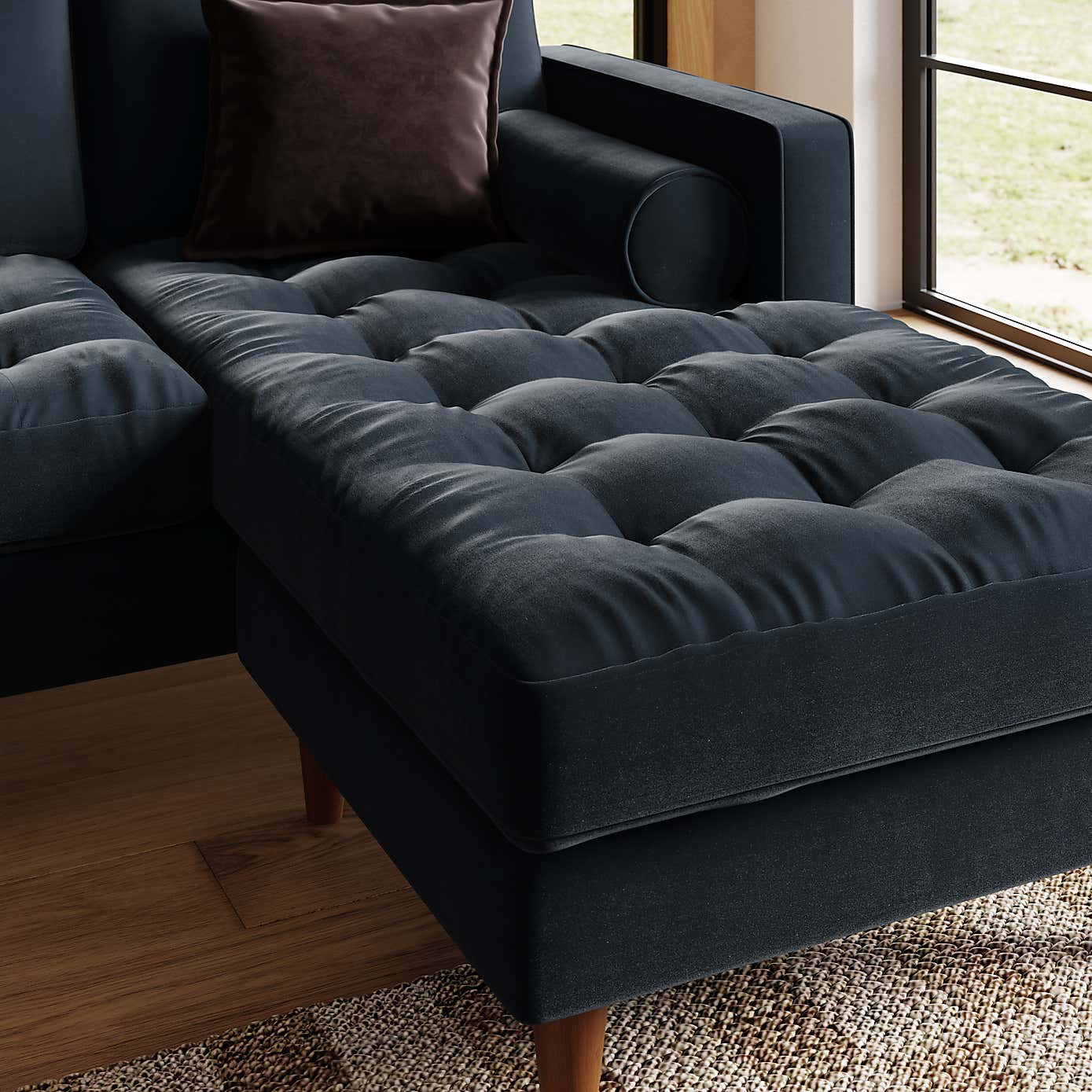 Zoe Casual Sit Velvet Corner Chaise Sofa