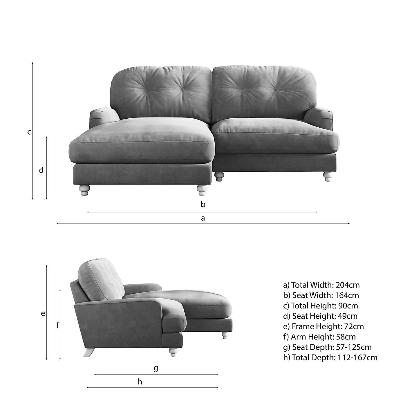 Martha Vintage Chenille Corner Chaise Sofa