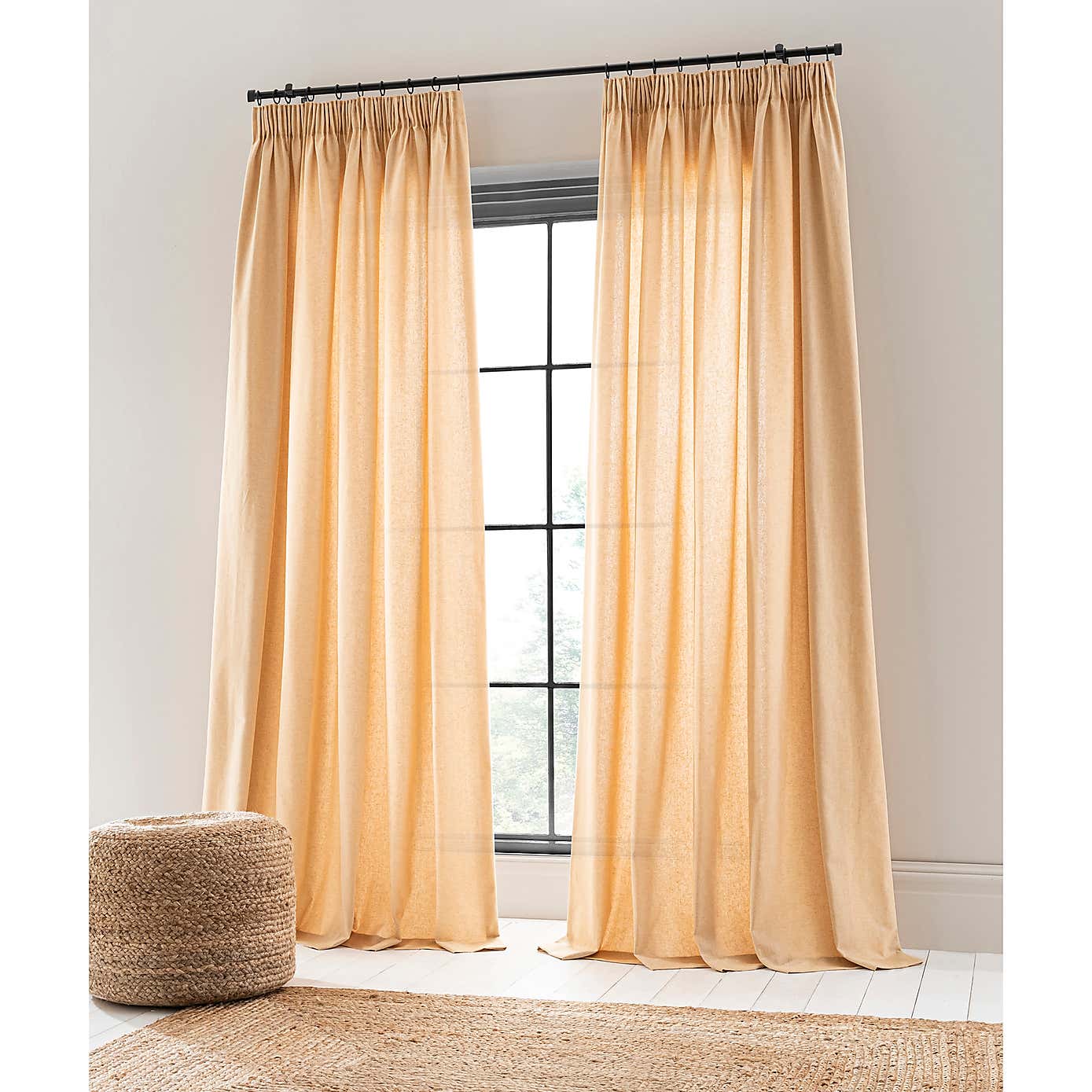 Linen Look Tab Top Pencil Pleat Curtains