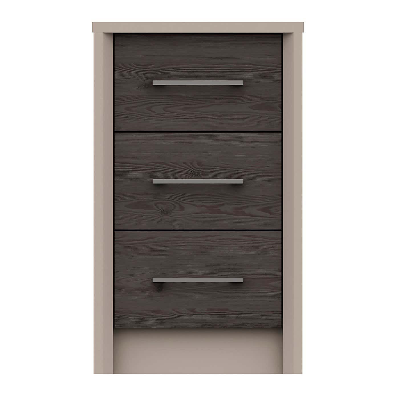 Dolan Grey Oak Effect 3 Drawer Bedside Table