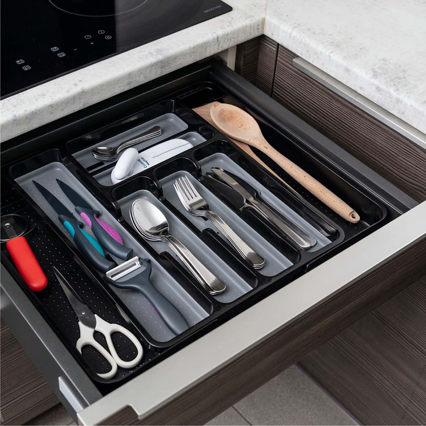 Addis Black & Grey Extendable Drawer Organiser