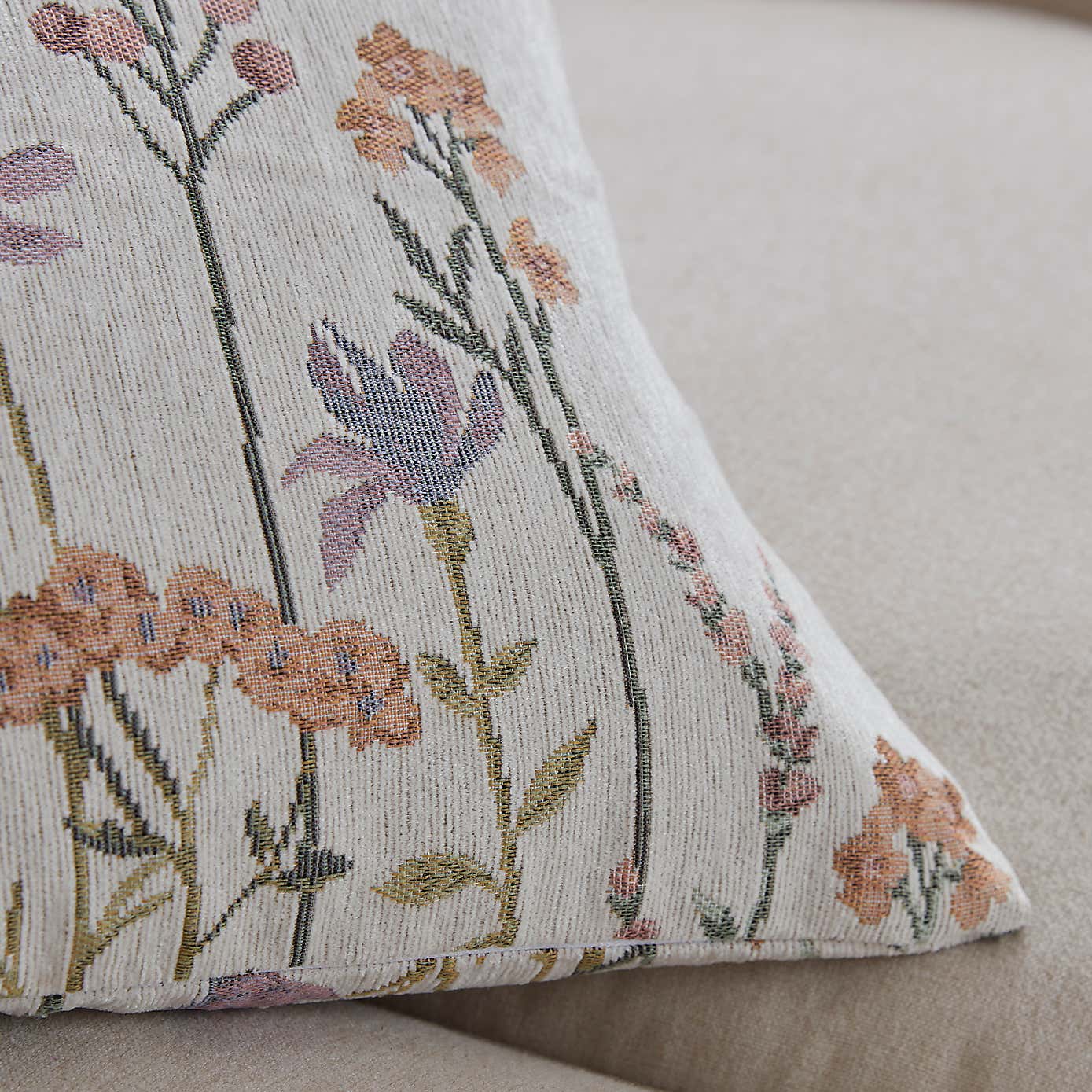 Chenille Floral Rectangle Cushion Cover