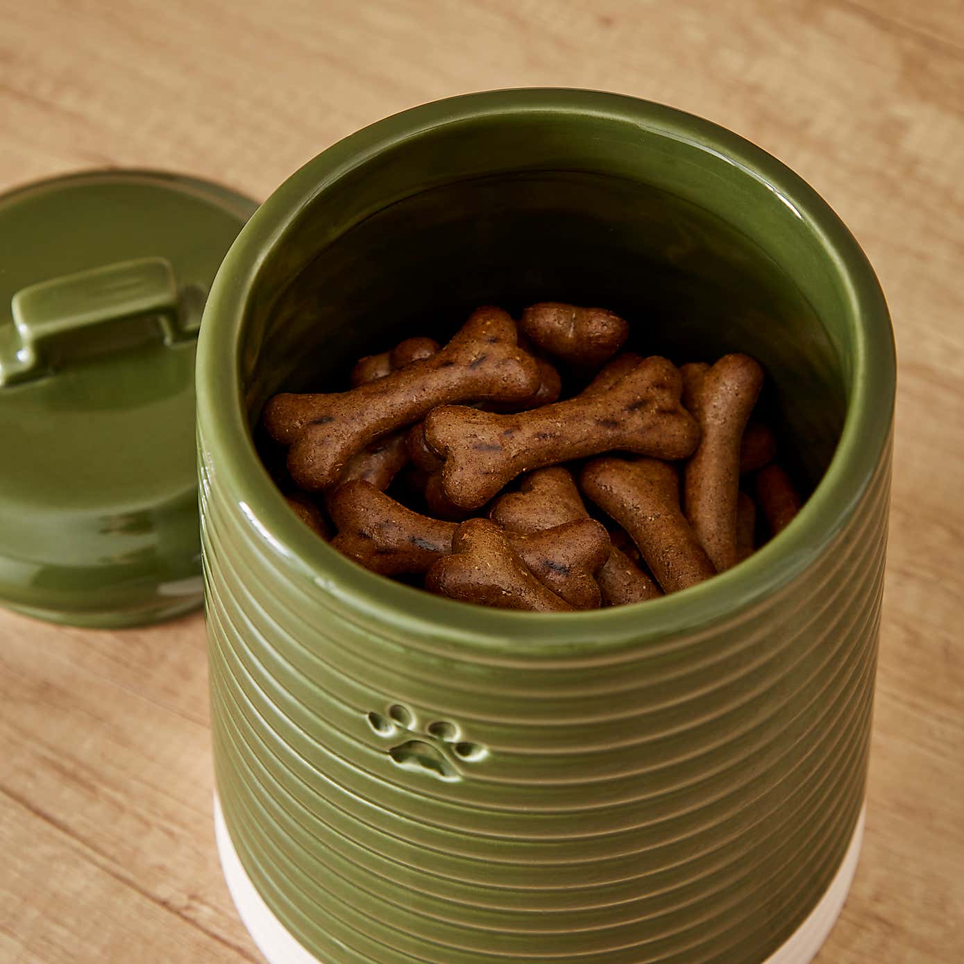 Olive Glaze Pet Treat Jar