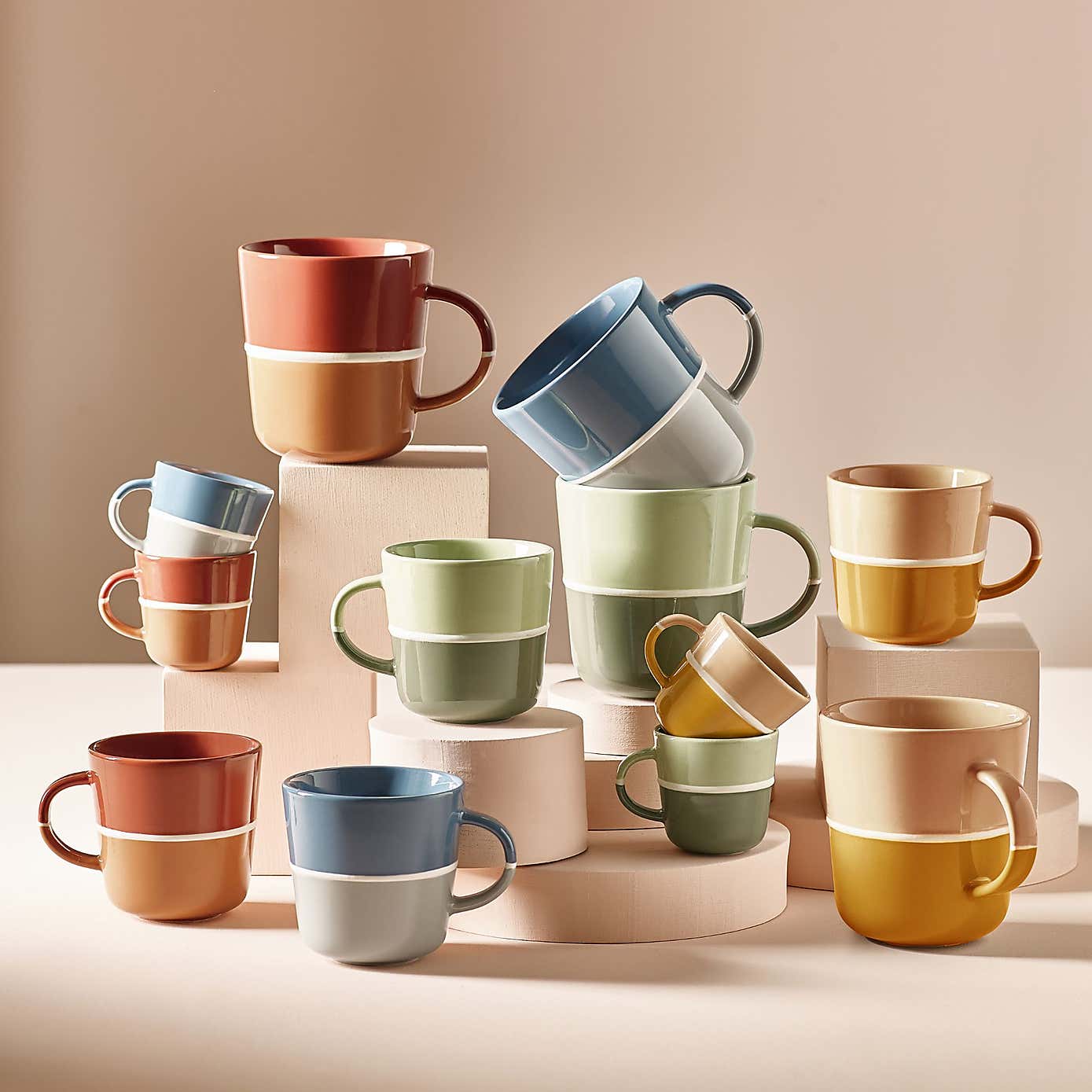 PurerHome Set of 2 Fire Fine China Big Brew Mugs