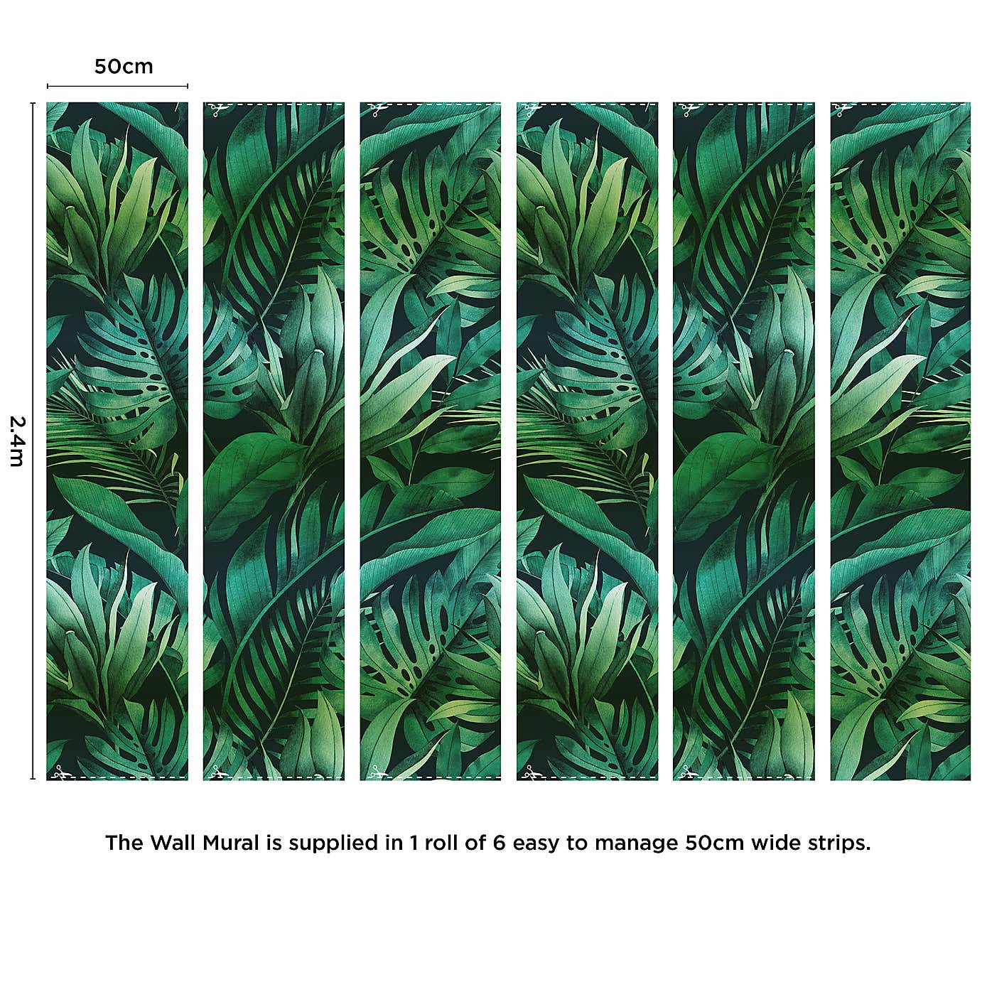 Tropical Leaves Green Mural