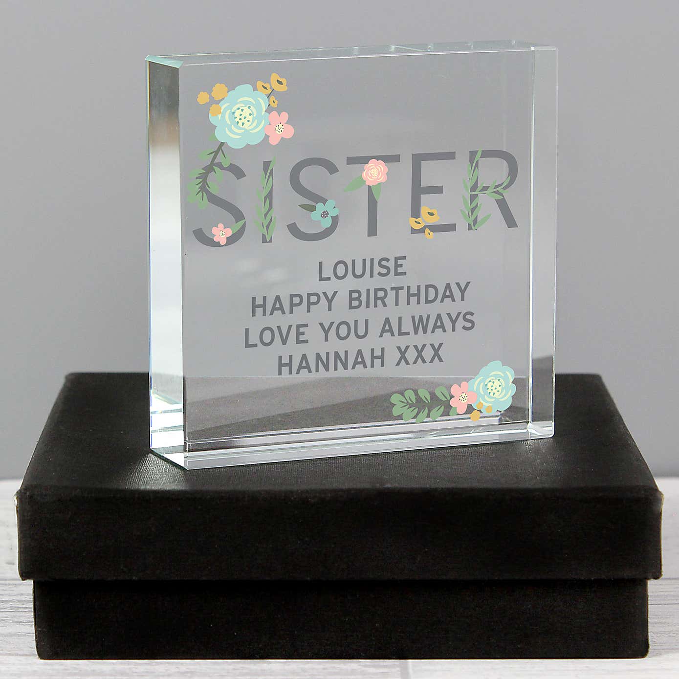 Personalised Floral Sister Crystal Token