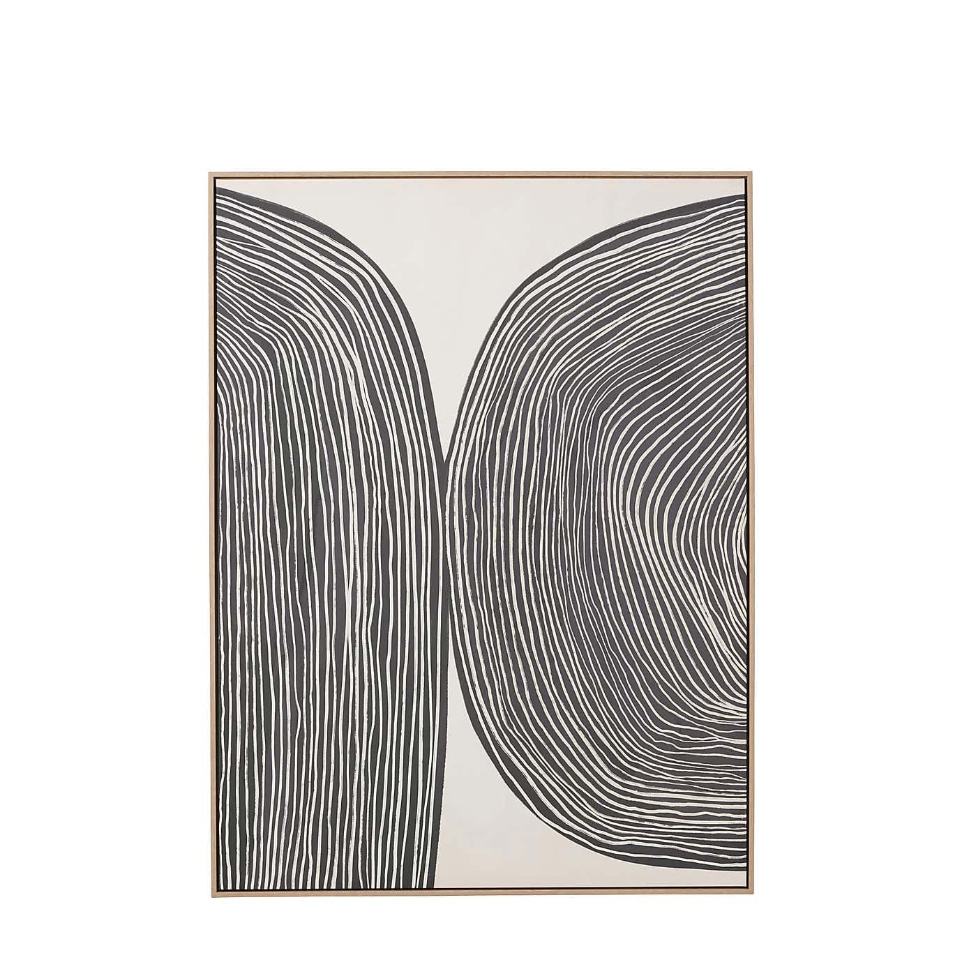 Black & Cream Abstract Lines Framed Canvas