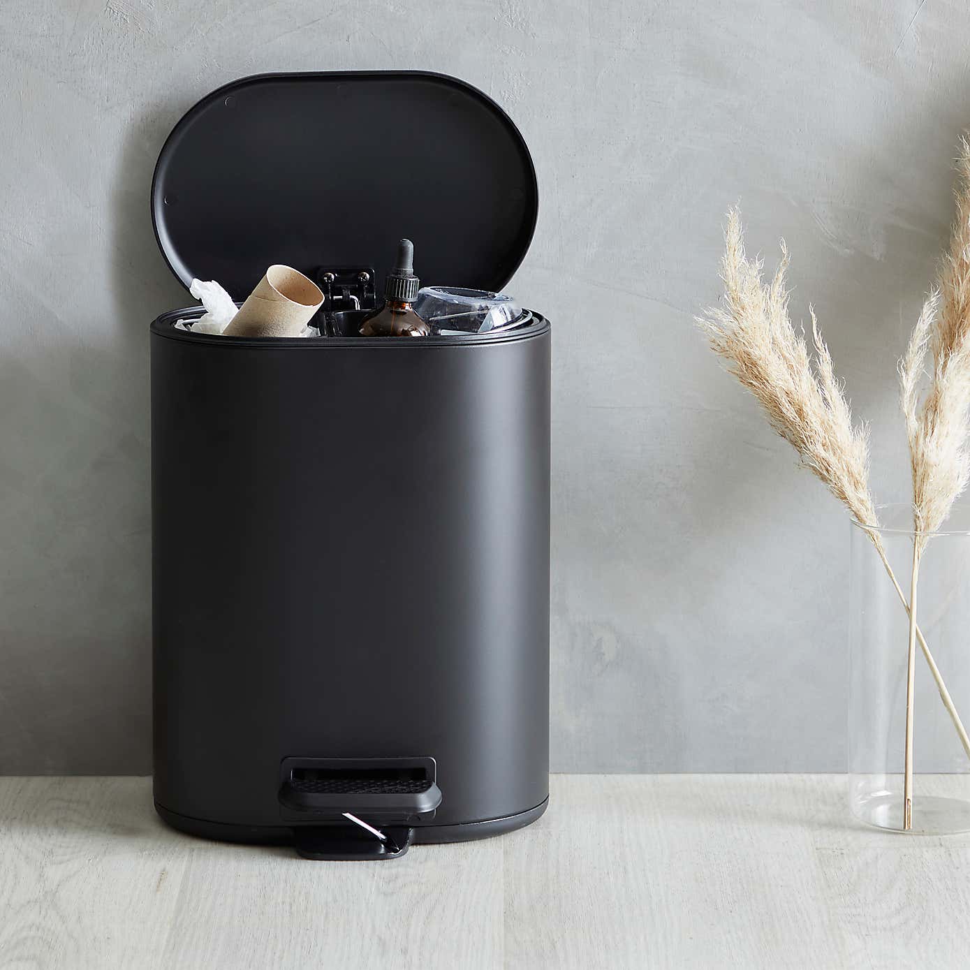 Elements 6L Matte Black Recycling Pedal Bin