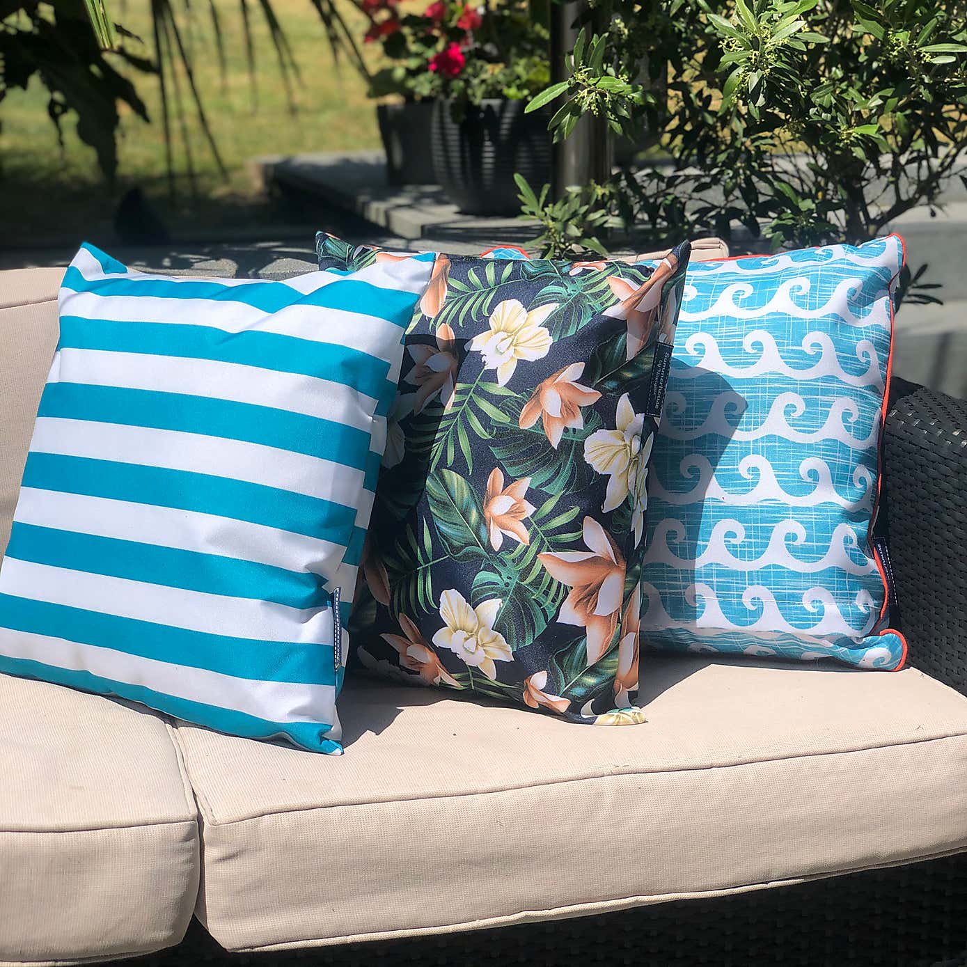 Aruba Blue Water Resistant Outdoor Cushion
