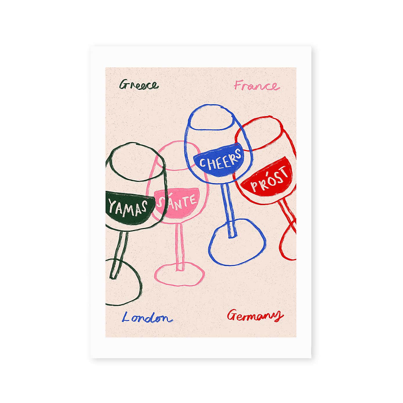 East End Prints Cheers Glasses Print