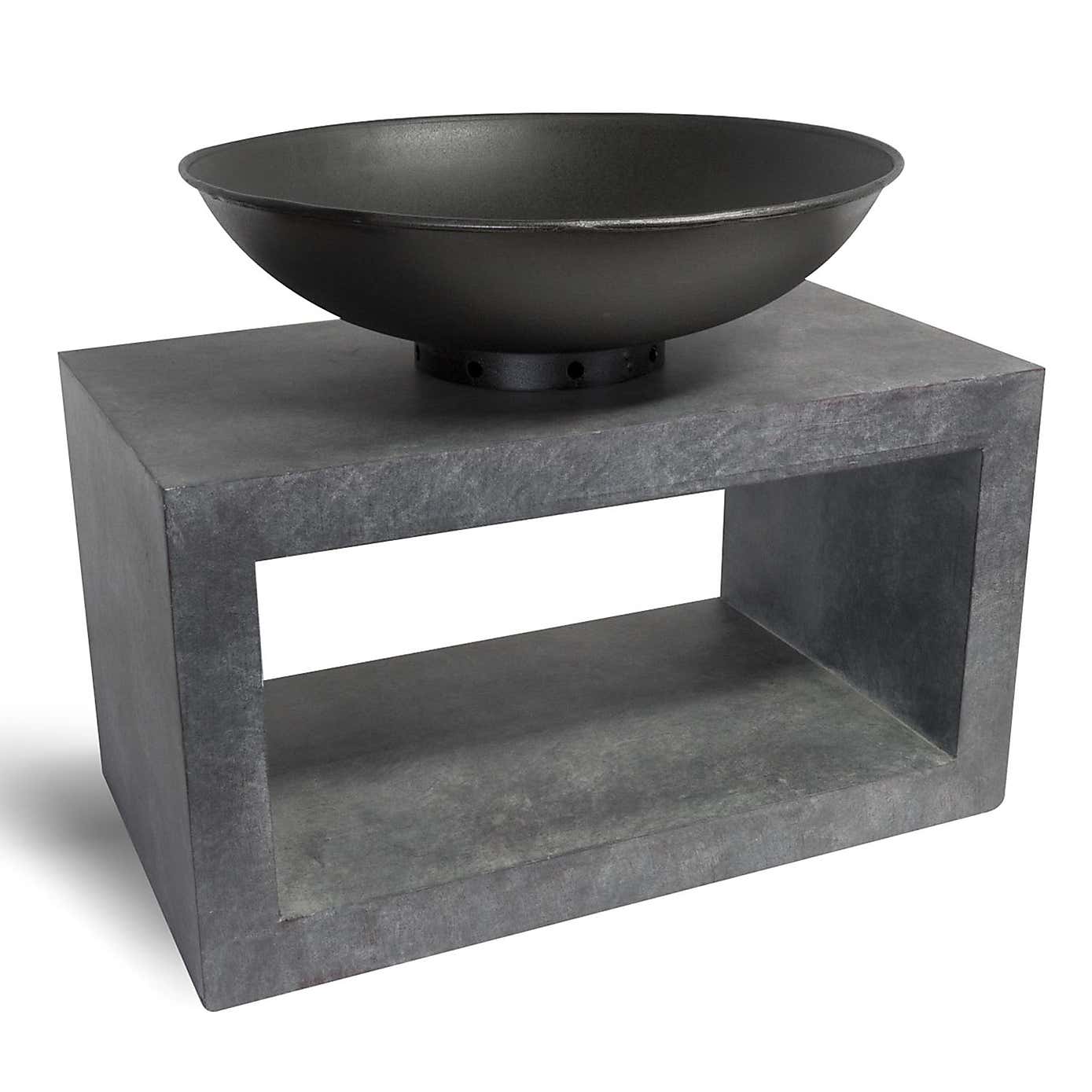 Ivyline Cement Firebowl and Rectanglular Base