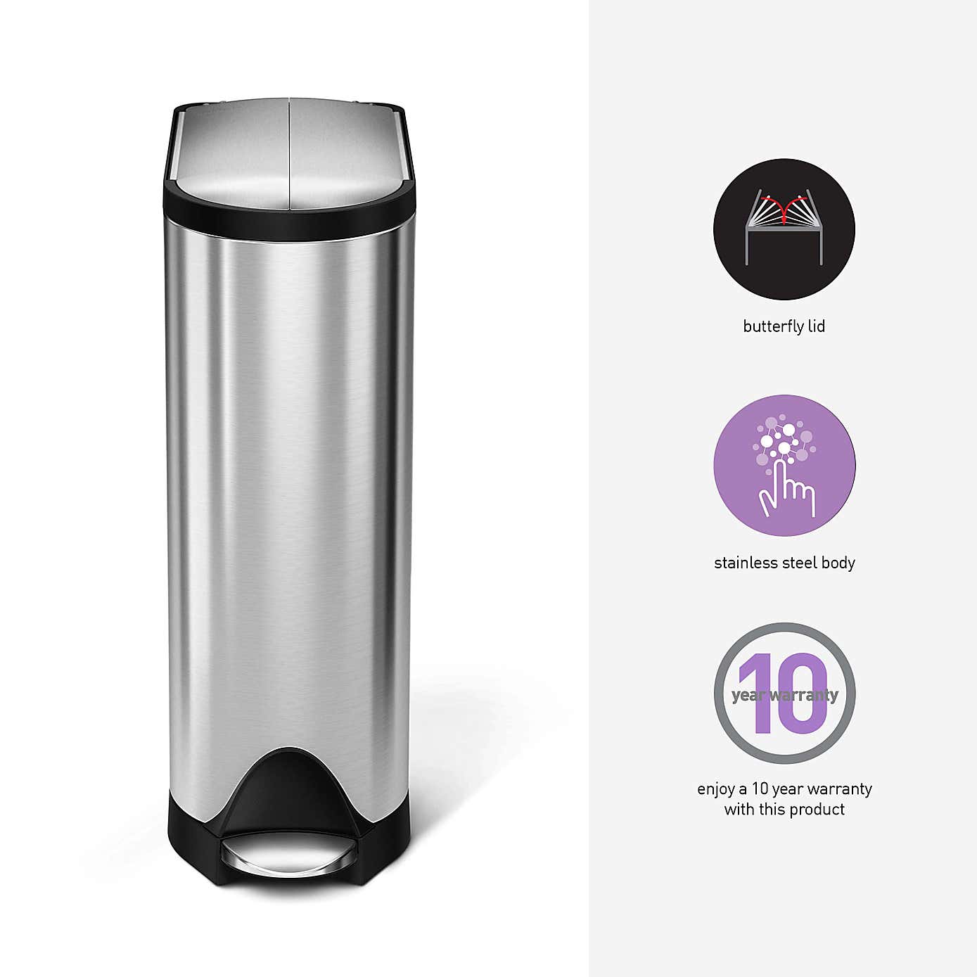 Simple Human Stainless Steel Butterfly Pedal Bin