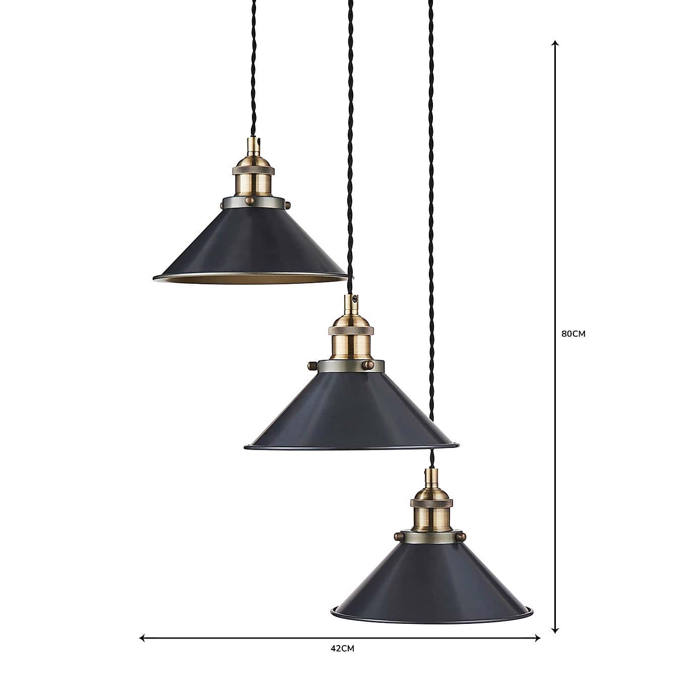 Logan 3 Light Black Industrial Cluster Ceiling Fitting