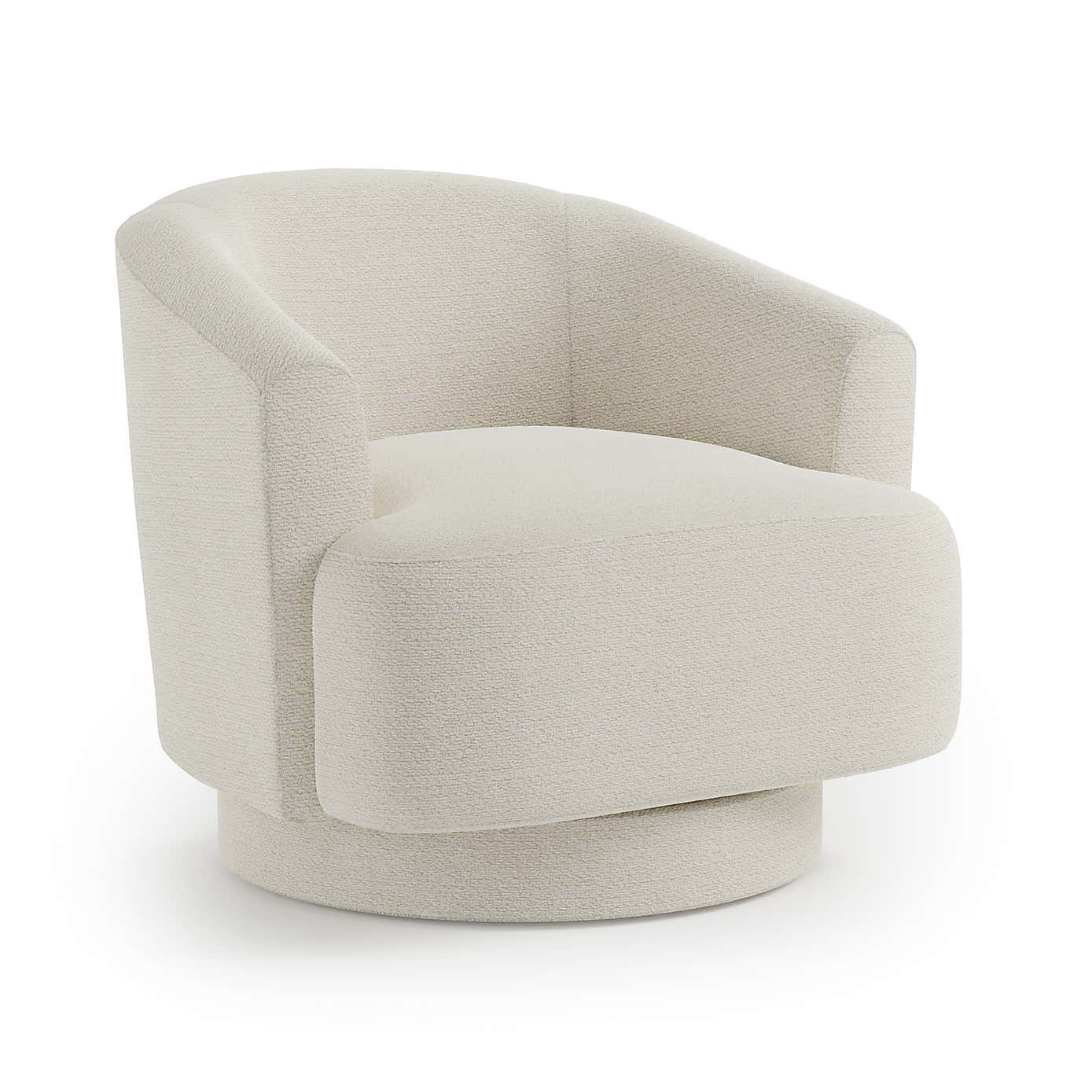 Carmen Curved Chunky Chenille Swivel Chair, Ivory