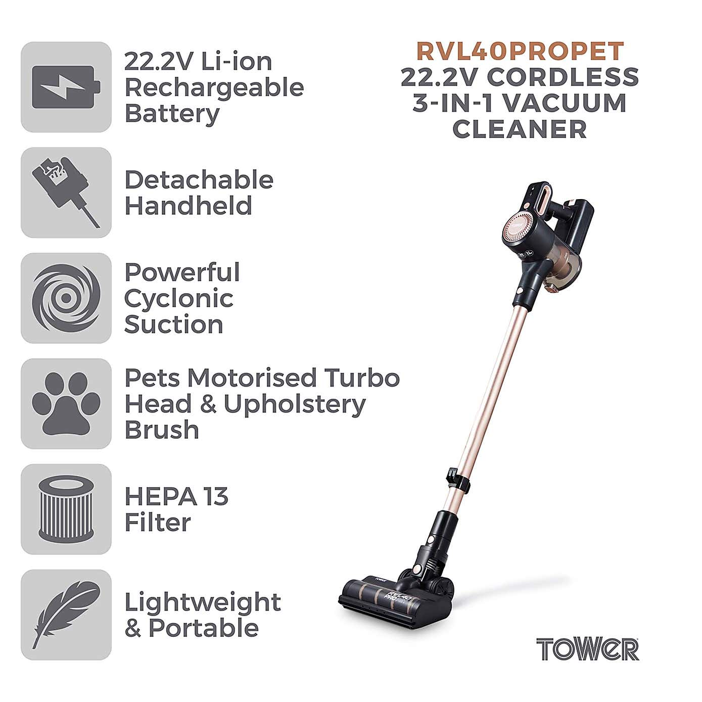 TOWER RVL40 Pro Pet Cordless Vacuum