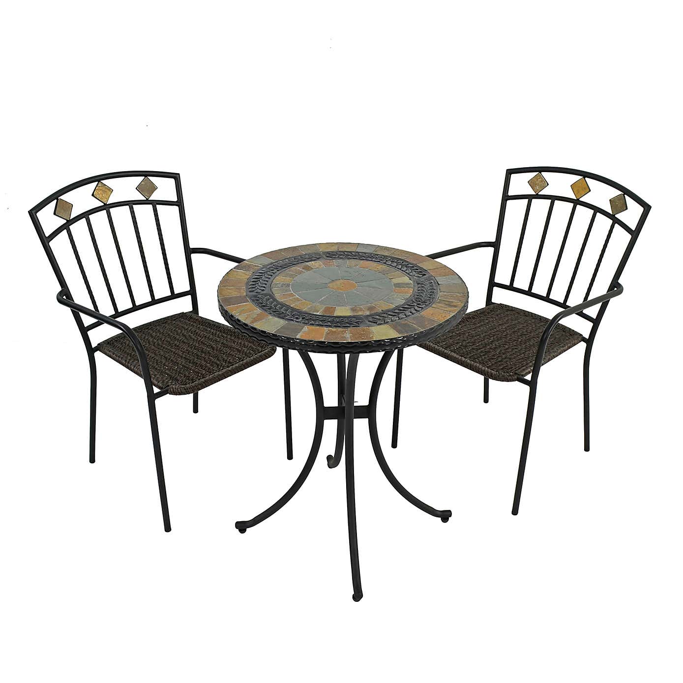 Virginia 60cm Bistro Table Set with 2 Mayfield Chairs
