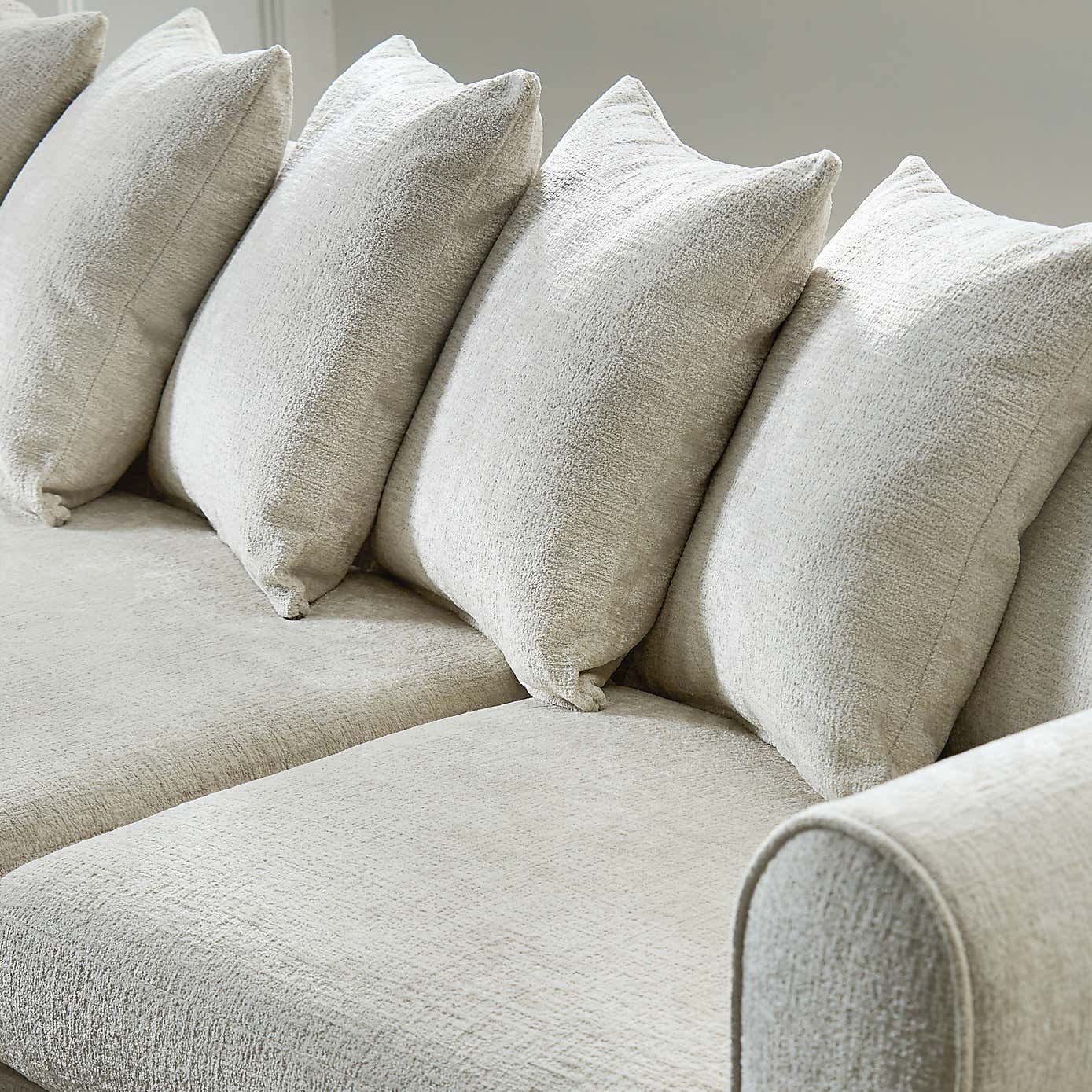 Blake Curved Arm Scatter Back Soft Texture Chenille Corner Chaise