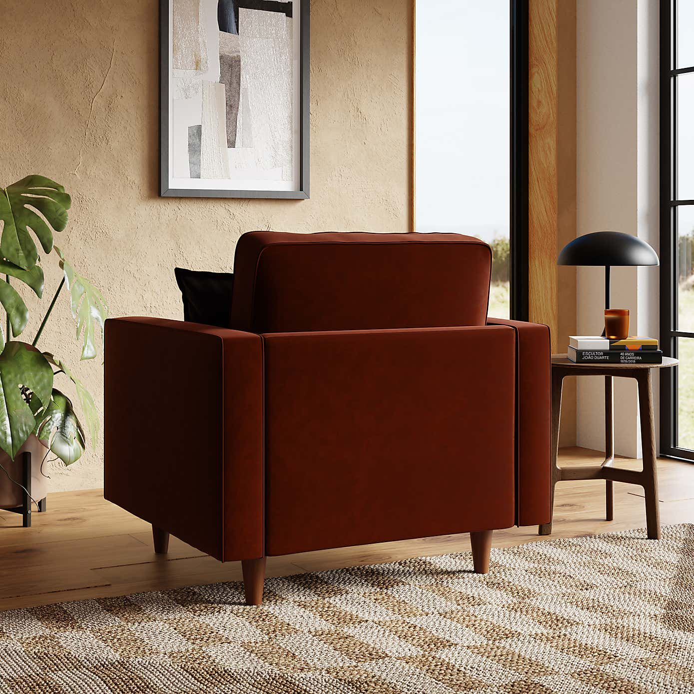 Zoe Casual Sit Velvet Armchair