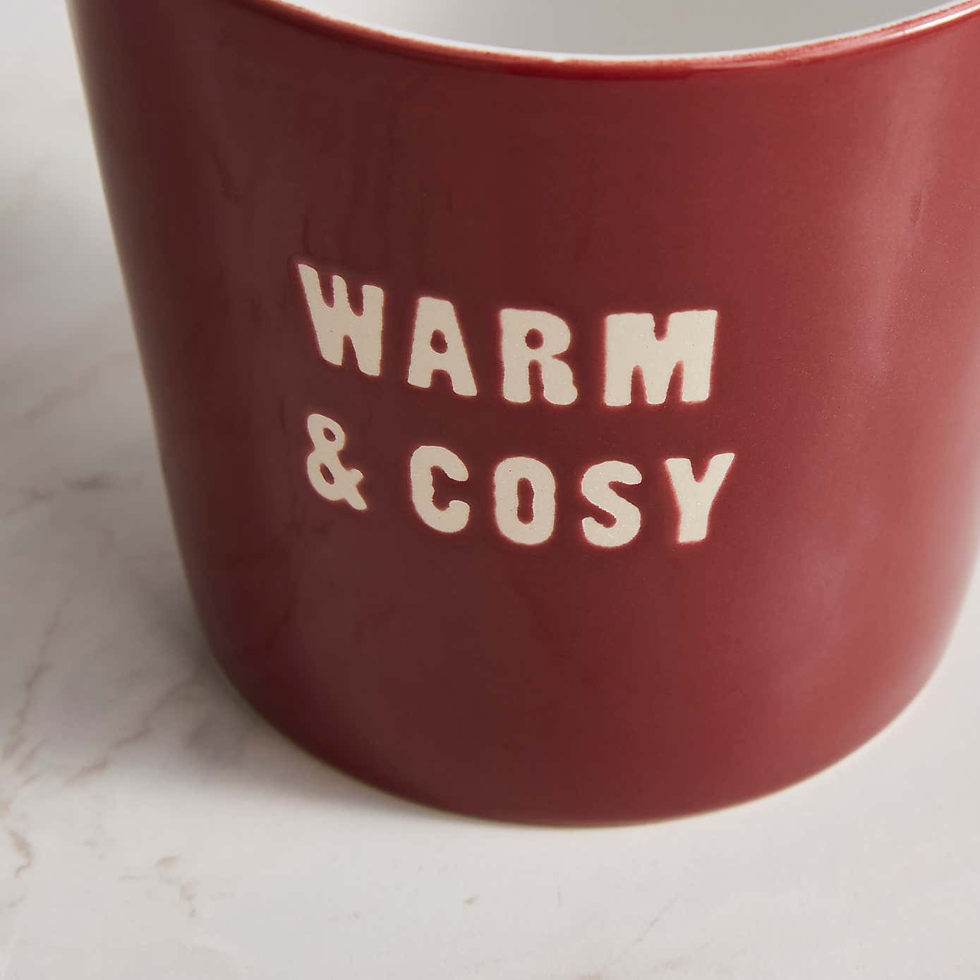 Ceramic Burgundy Warm & Cosy Slogan Mug