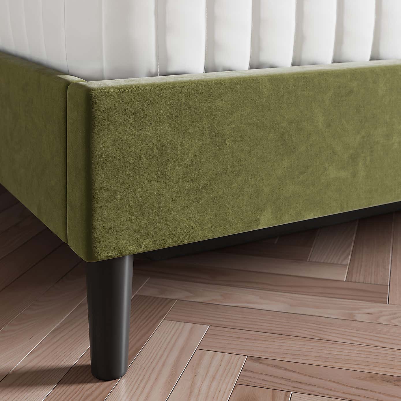 Alara Pleated Velvet Ottoman Bed