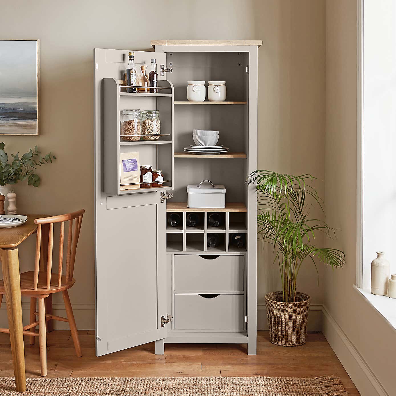 Olney Single Kitchen Larder Unit, Stone