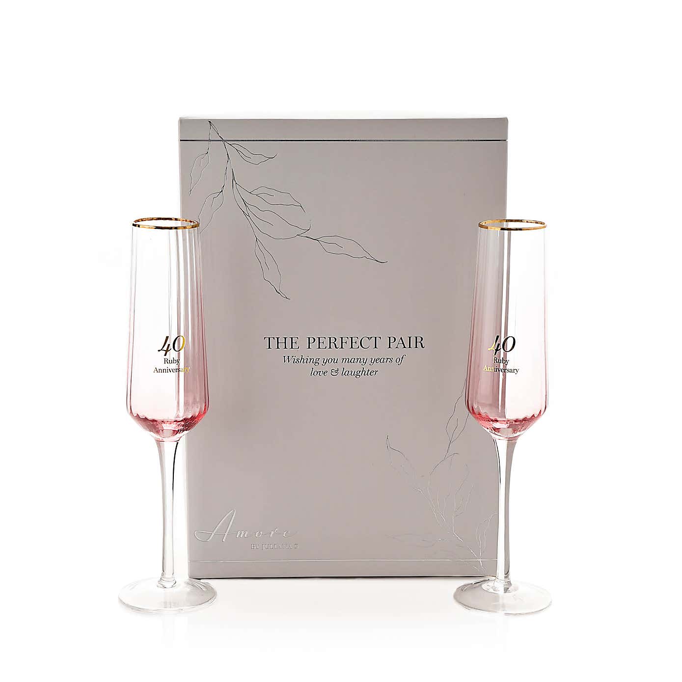Amore Set of 2 40th Anniversary Flute Glasses