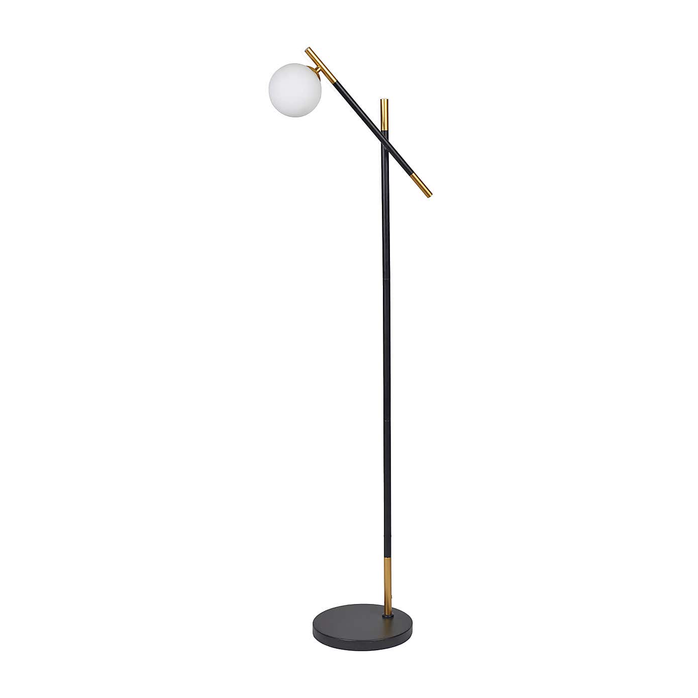 Wanda White Orb and Black Metal Floor Lamp