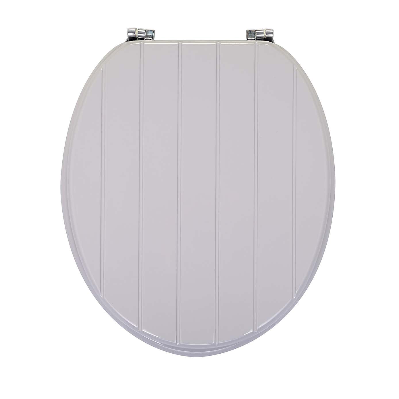 Tongue and Groove Grey Toilet Seat