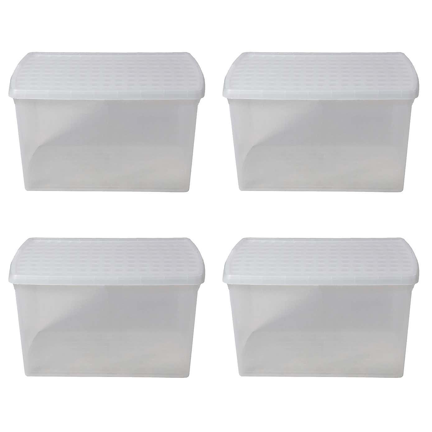 Wham Clip Pack of 4 Rectangle Storage Boxes With Lids