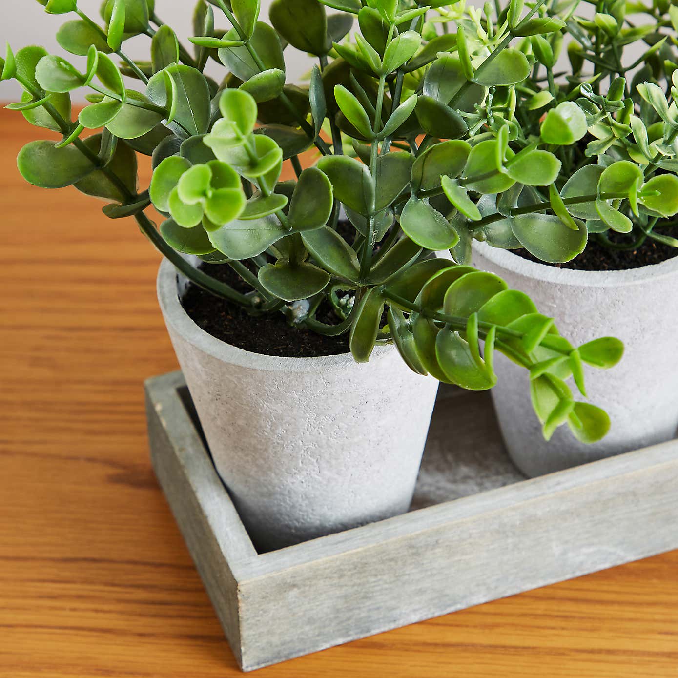 Artificial Herbs in Metal Tray
