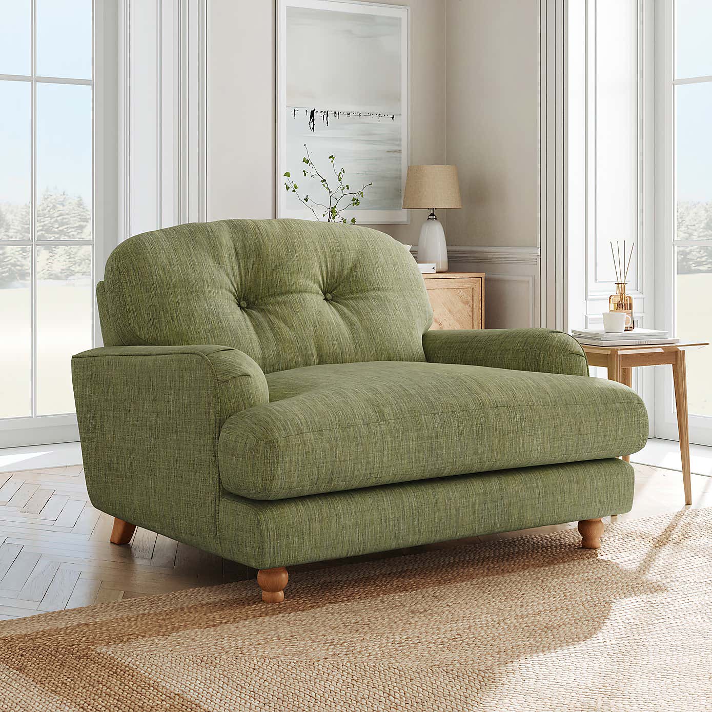 Martha Faux Linen Snuggle Chair