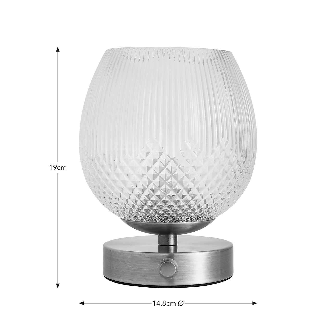 Cassia Pressed Glass Rechargeable Table Lamp