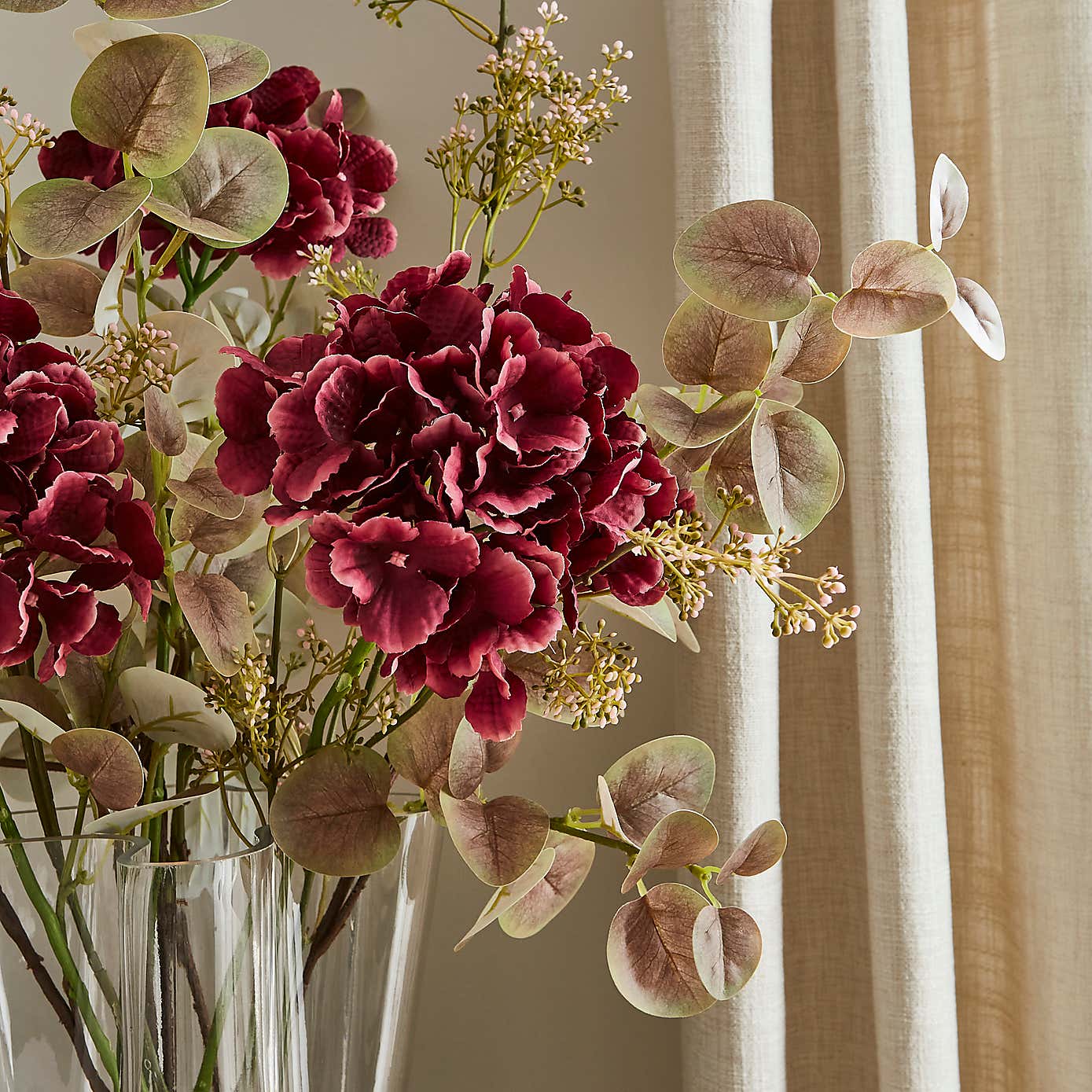 Artificial Hydrangea and Eucalyptus in Vase