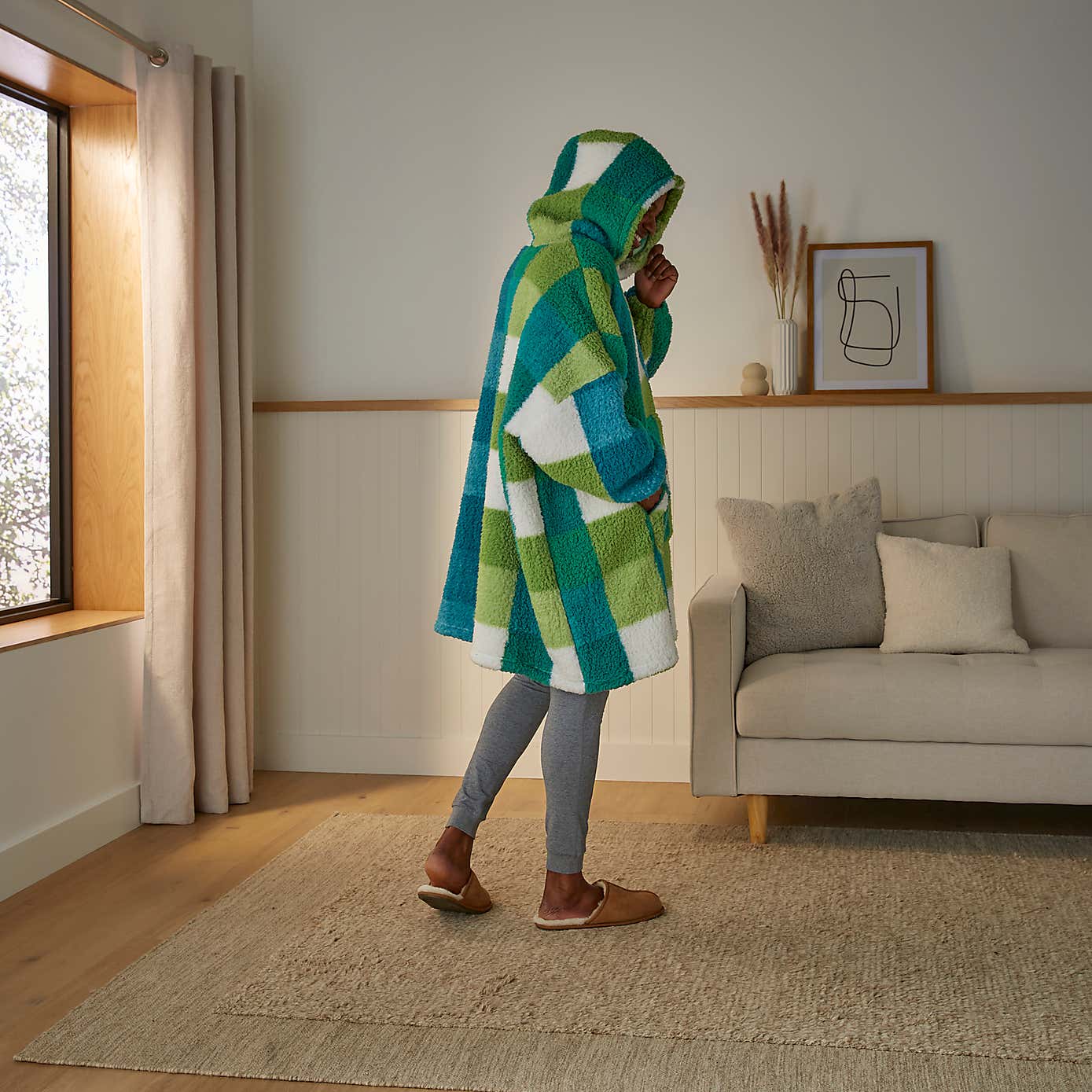 Check Print Oversized Hoodie