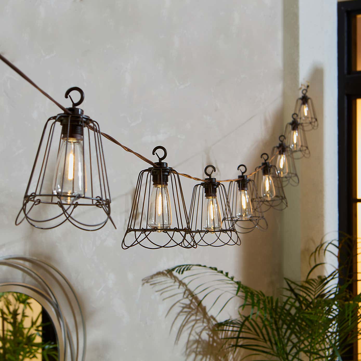 Cafe Metal 8 LED Indoor Outdoor Solar String Lights