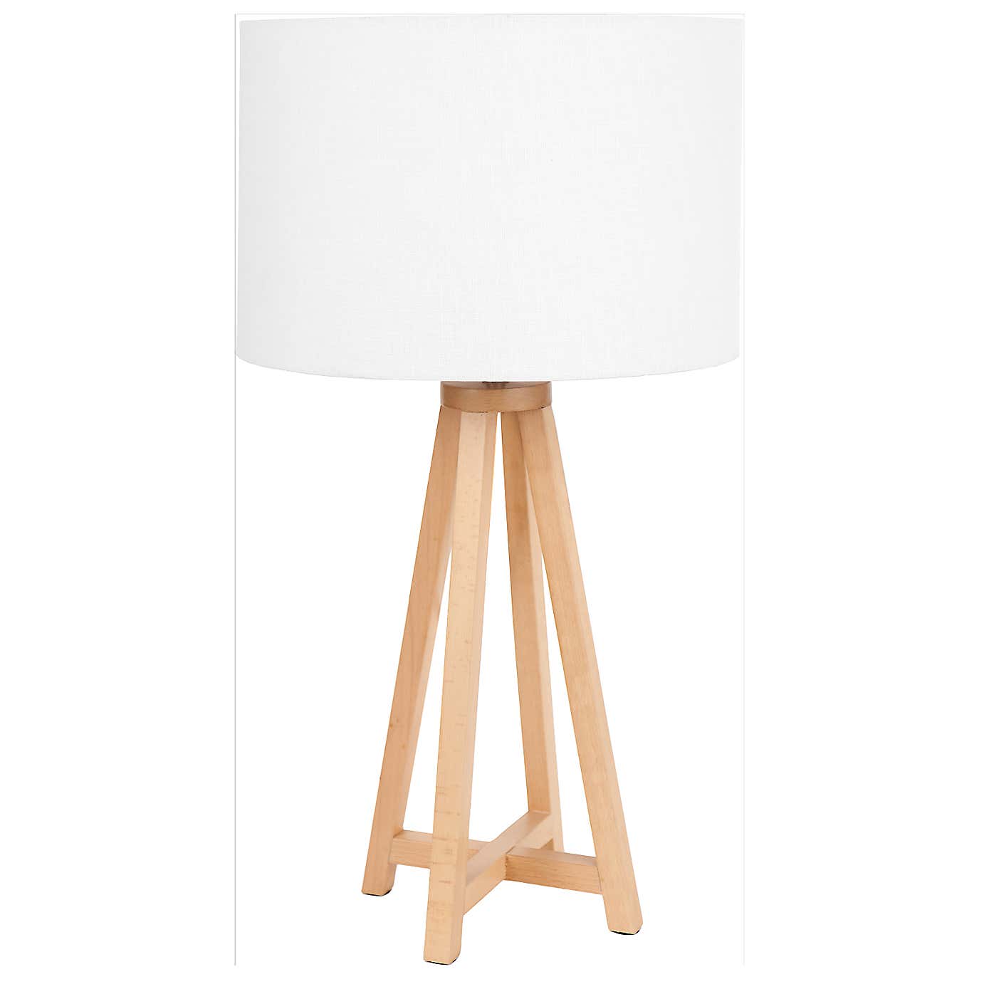 Whitby Wood Tapered 4 Post Table Lamp with 35cm Linen Drum Shade