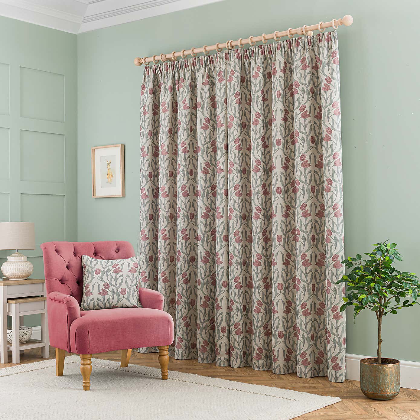 Tulip Jacquard Pencil Pleat Curtains