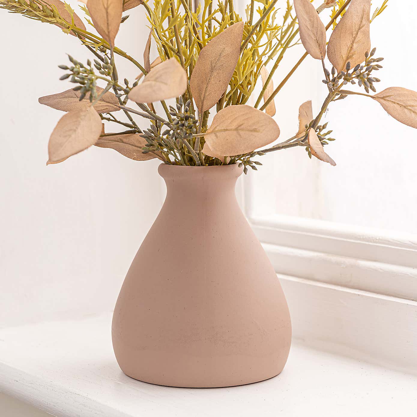Artificial Wheat Bouquet in Blush Ceramic Vase