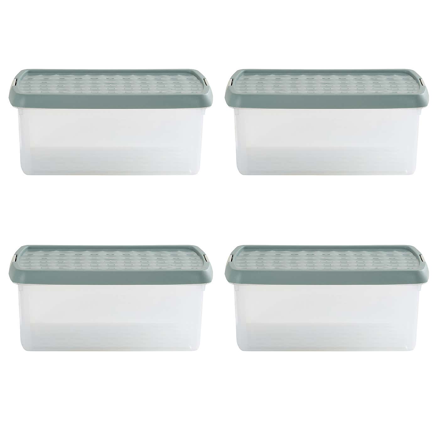 Wham Clip Pack of 4 Rectangle Storage Boxes With Lids